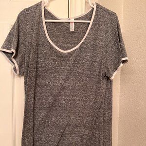 Lularoe Perfect Tee XL Grey Short Sleeve Shirt White Trim